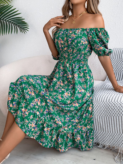 Robe à fleur pour femme, col carré, mode estivale