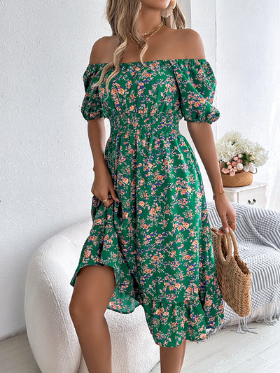 Robe à fleur pour femme, col carré, mode estivale