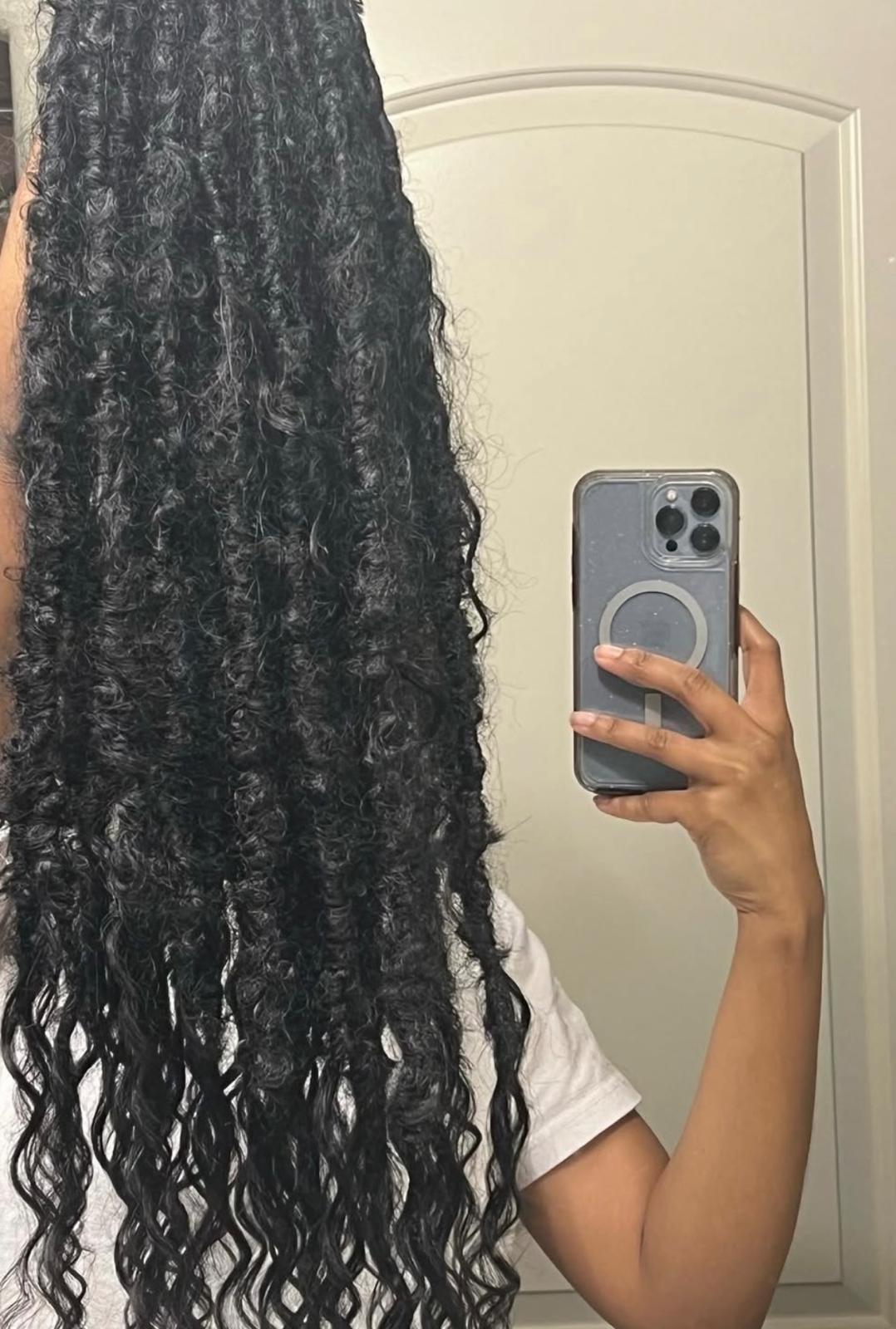 JAH Locs - Faux locs faites main  - Extensions de locs naturelles - Boho locs extensions -  Crochet Boho locs - Locs bohèmes et protectrices - 18 pouces - 60 tresses