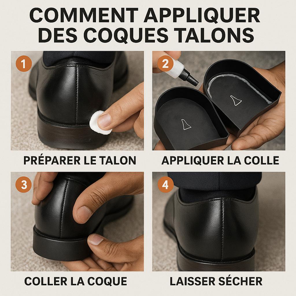 Coque protectrice talon chaussures homme - anti-usure, anti-dérapant, anti-bruit , en caoutchouc pour talons chaussures, Coque, protection talon, chaussures homme, Chaussures de ville - COQUE SHOES BARESY
