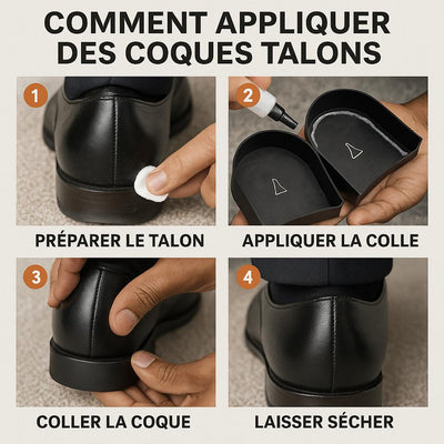 Coque protectrice talon chaussures homme - anti-usure, anti-dérapant, anti-bruit , en caoutchouc pour talons chaussures, Coque, protection talon, chaussures homme, Chaussures de ville - COQUE SHOES BARESY