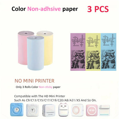 BARESY color mini printer sticker paper Pastel Rolls Pack