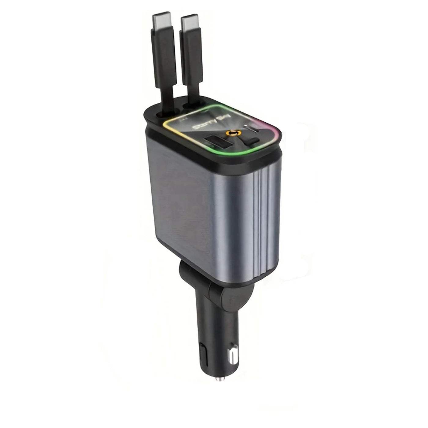 Chargeur voiture rétractable Starlight 4 en 1 – Câble USB Type-C à charge rapide pour iPhone et autres