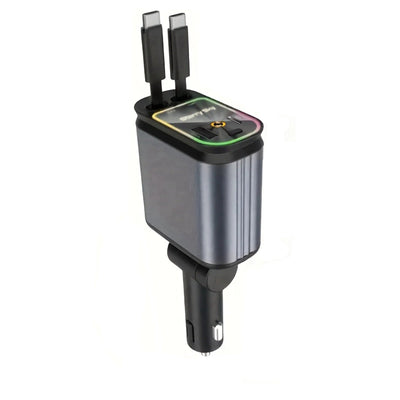 Chargeur voiture rétractable Starlight 4 en 1 – Câble USB Type-C à charge rapide pour iPhone et autres