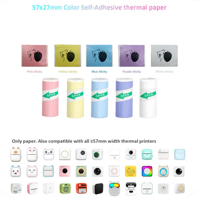 BARESY color mini printer sticker paper Pastel Rolls Pack