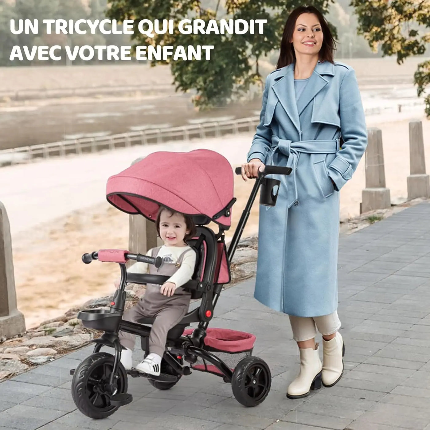 Vélo Tricycle 6 en 1 pour enfants de 10 mois à 5 ans, poussette, siège réversible, pliable.
