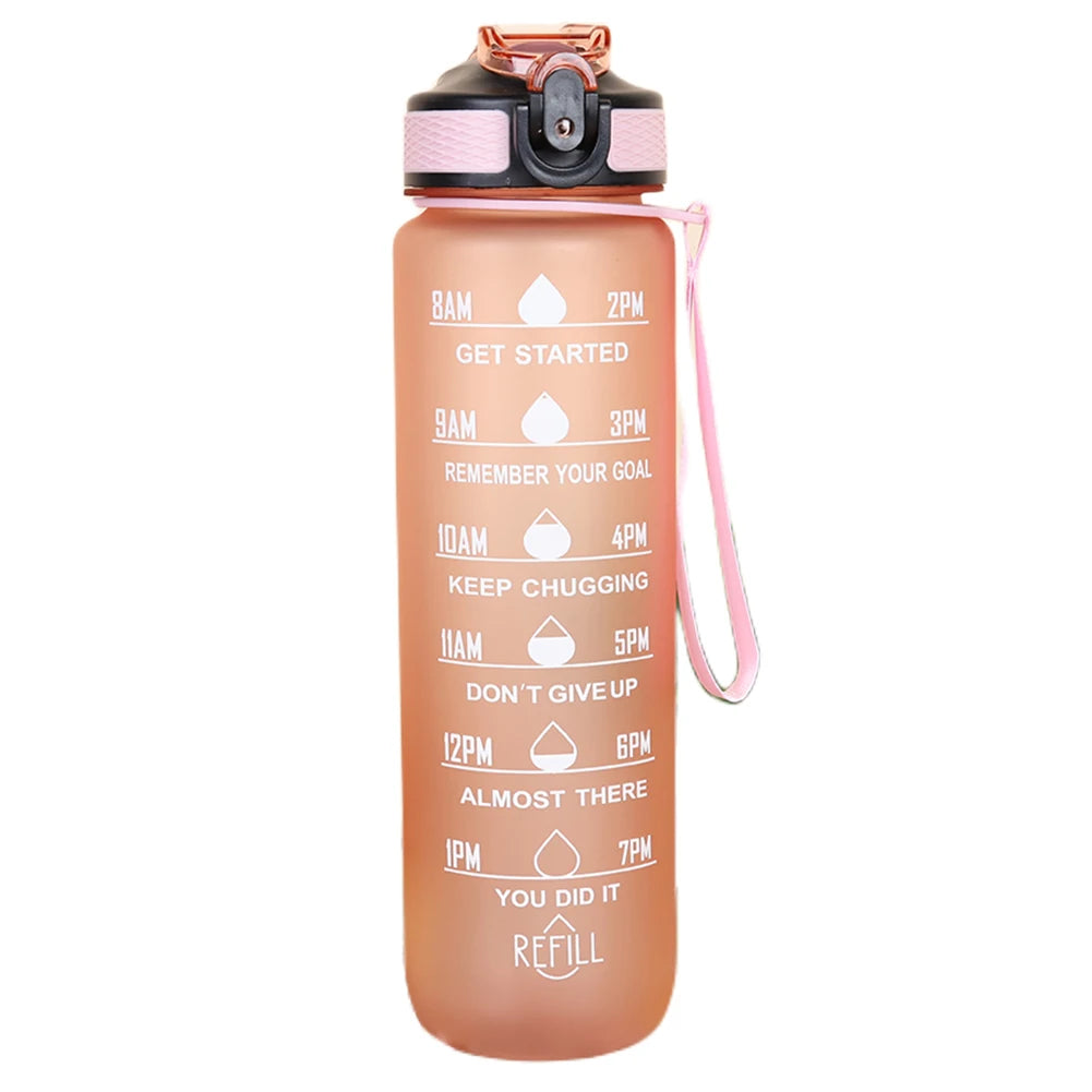 Bouteille d'eau colorante de sport avec marqueur de temps pour motivation 1 L.