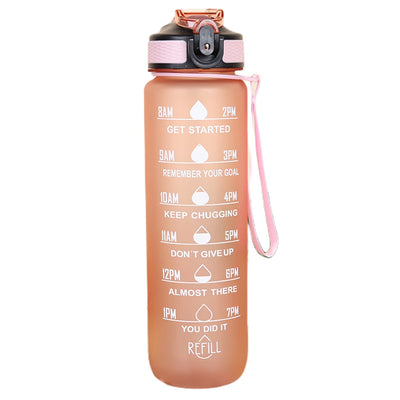 Bouteille d'eau colorante de sport avec marqueur de temps pour motivation 1 L.