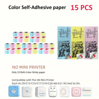 BARESY color mini printer sticker paper Pastel Rolls Pack