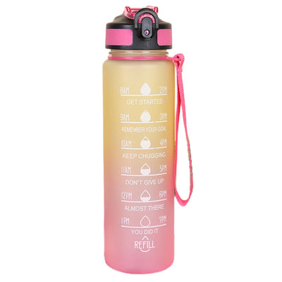 Bouteille d'eau colorante de sport avec marqueur de temps pour motivation 1 L.
