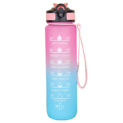 Bouteille d'eau colorante de sport avec marqueur de temps pour motivation 1 L.