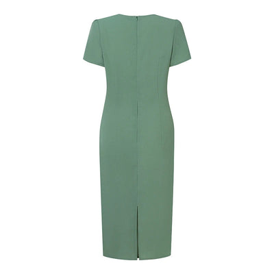 Robe De Soirée Élégante Col En V Slim Fit Bureau Travail Robe D'été Mode Robe D'été Solide Robes Plissées