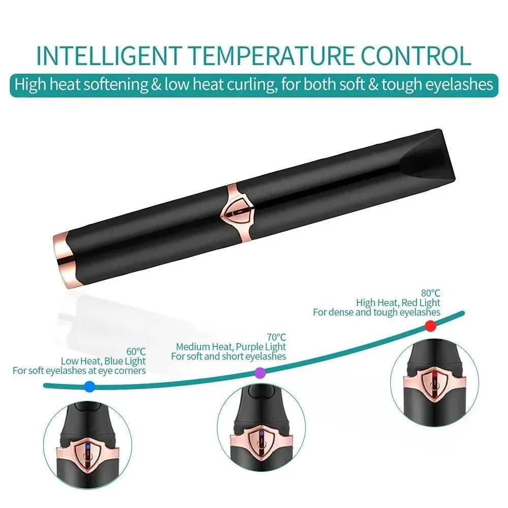 Recourbe-cils électrique chauffant, rechargeable par USB, peigne et pince à recourber rapidement, double usage, maquillage.