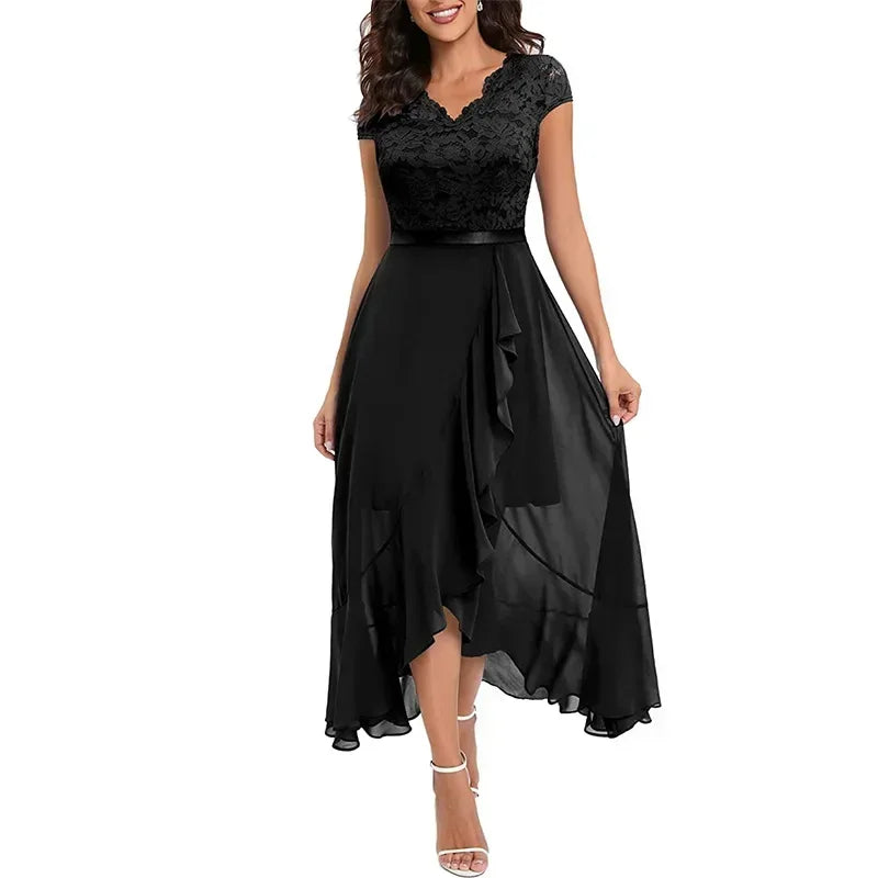 BARESY robe de bureau chic femme - Dentelle & Ceinture