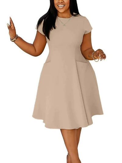 Robes grande taille L-4XL pour femmes, printemps-été, manches courtes, style urbain, décontracté, 3XL, grande taille, robe midi surdimensionnée
