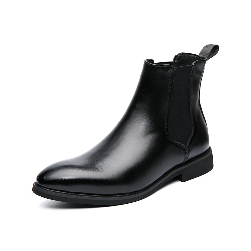 Bottines Chelsea pour homme, marron, style britannique, idéales pour les soirées et affaires.