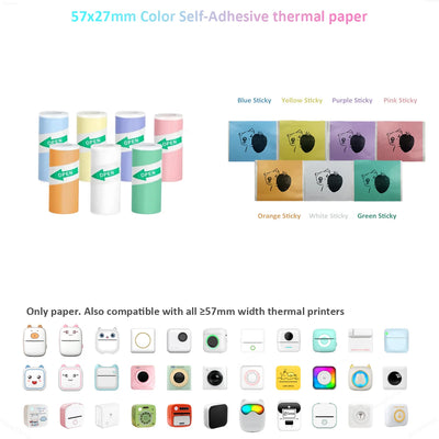 BARESY color mini printer sticker paper Pastel Rolls Pack