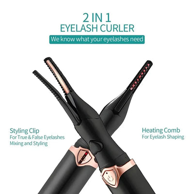 Recourbe-cils électrique chauffant, rechargeable par USB, peigne et pince à recourber rapidement, double usage, maquillage.