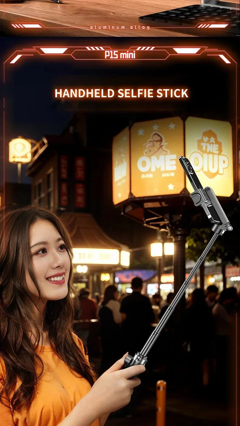 Trépied télescopique multifonction portable, Mini perche à selfie Bluetooth pour tout type de téléphone.