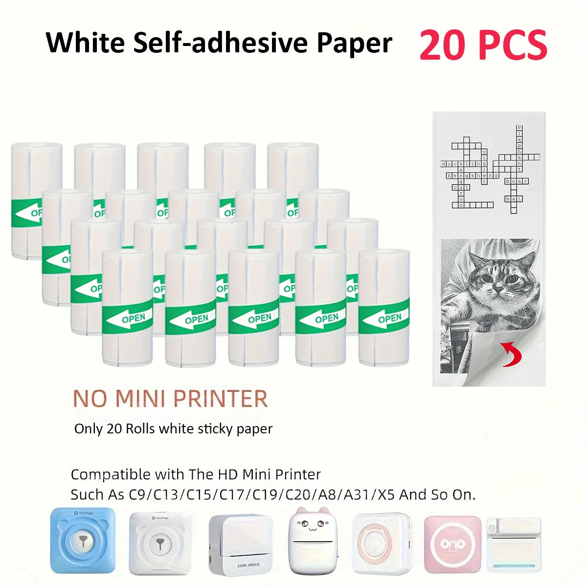 BARESY color mini printer sticker paper Pastel Rolls Pack