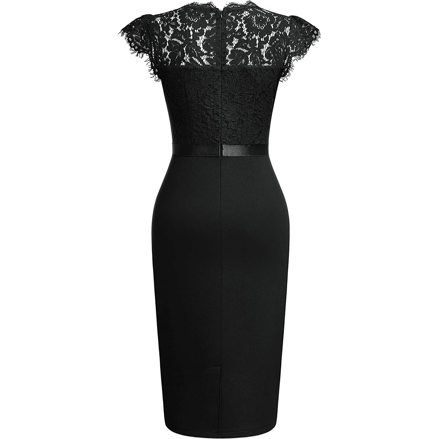 BARESY robe de bureau chic femme - Dentelle & Ceinture