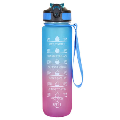 Bouteille d'eau colorante de sport avec marqueur de temps pour motivation 1 L.