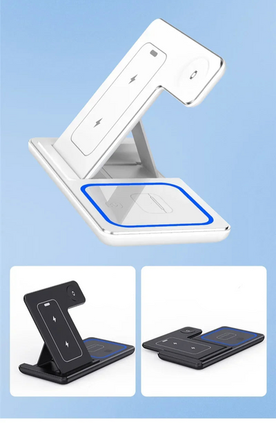 Support de charge sans fil pliable 3 en 1 pour iPhone 16, 15, 14, 13 Pro Max Plus, iWatch, AirPods 3/2, station de charge rapide