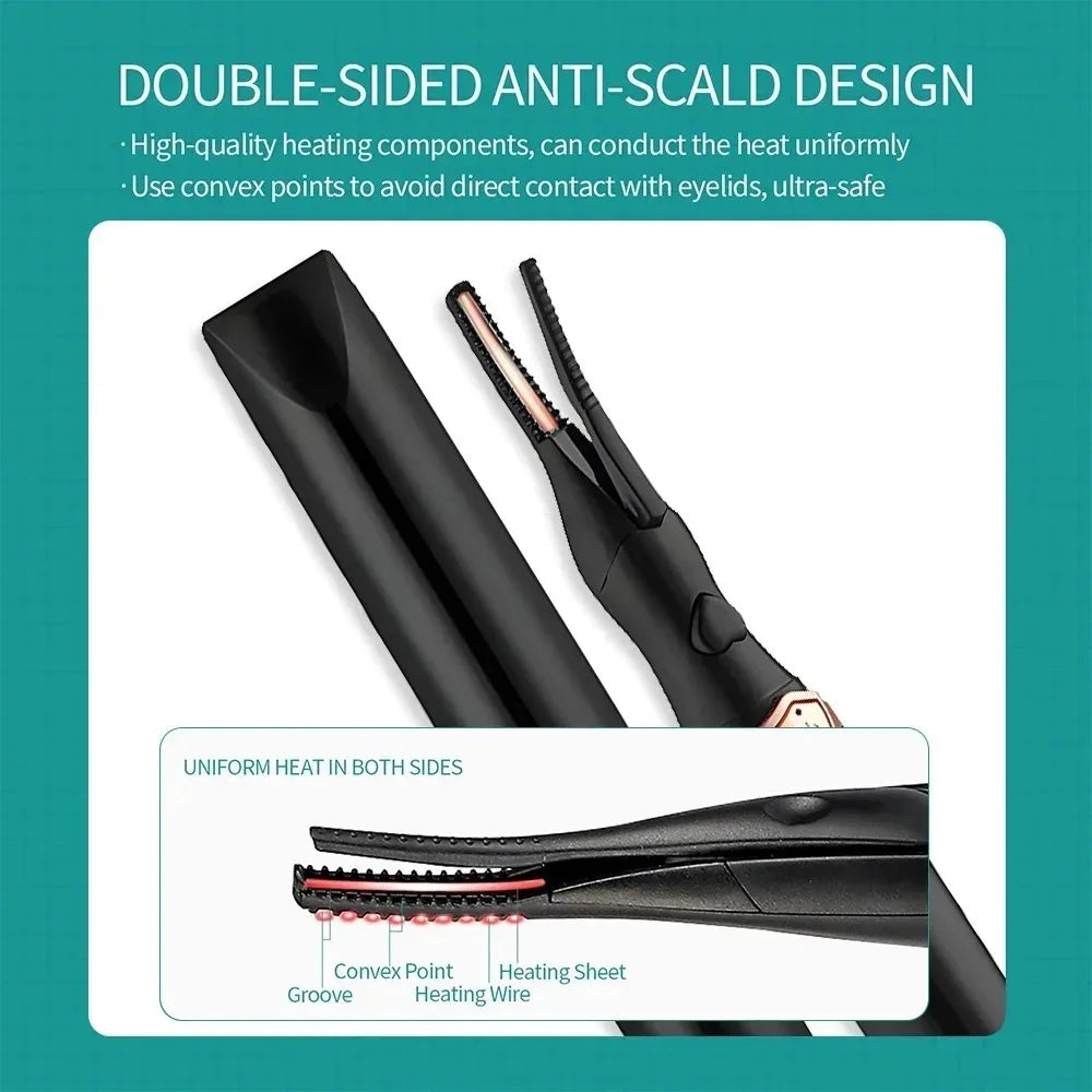 Recourbe-cils électrique chauffant, rechargeable par USB, peigne et pince à recourber rapidement, double usage, maquillage.