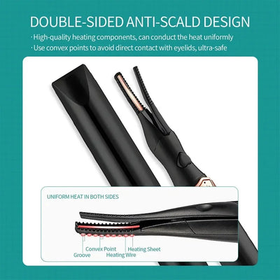 Recourbe-cils électrique chauffant, rechargeable par USB, peigne et pince à recourber rapidement, double usage, maquillage.