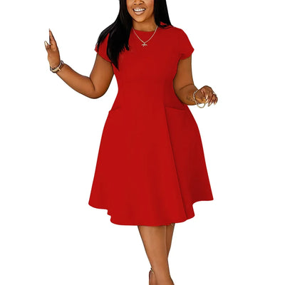 Robes grande taille L-4XL pour femmes, printemps-été, manches courtes, style urbain, décontracté, 3XL, grande taille, robe midi surdimensionnée