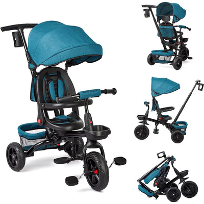 Vélo Tricycle 6 en 1 pour enfants de 10 mois à 5 ans, poussette, siège réversible, pliable.