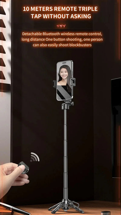 Trépied télescopique multifonction portable, Mini perche à selfie Bluetooth pour tout type de téléphone.