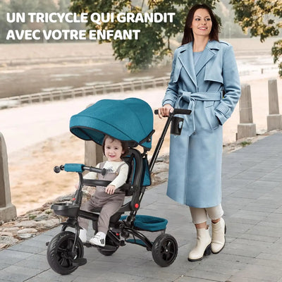 Vélo Tricycle 6 en 1 pour enfants de 10 mois à 5 ans, poussette, siège réversible, pliable.