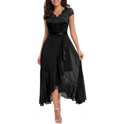 BARESY robe de bureau chic femme - Dentelle & Ceinture
