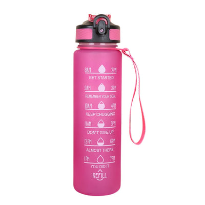 Bouteille d'eau colorante de sport avec marqueur de temps pour motivation 1 L.