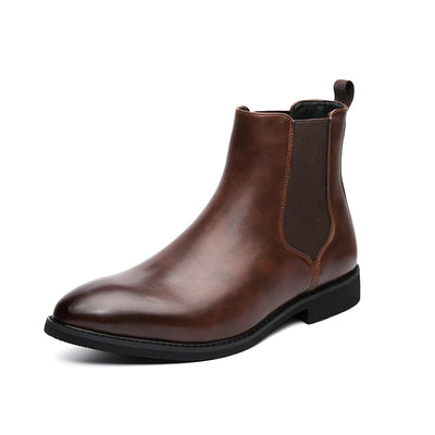 Bottines Chelsea pour homme, marron, style britannique, idéales pour les soirées et affaires.