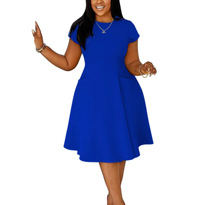 Robes grande taille L-4XL pour femmes, printemps-été, manches courtes, style urbain, décontracté, 3XL, grande taille, robe midi surdimensionnée