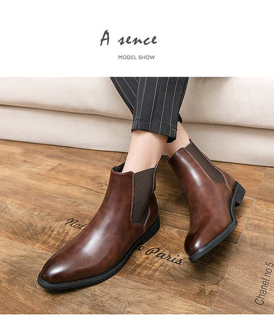 Bottines Chelsea pour homme, marron, style britannique, idéales pour les soirées et affaires.