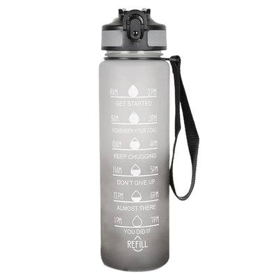 Bouteille d'eau colorante de sport avec marqueur de temps pour motivation 1 L.