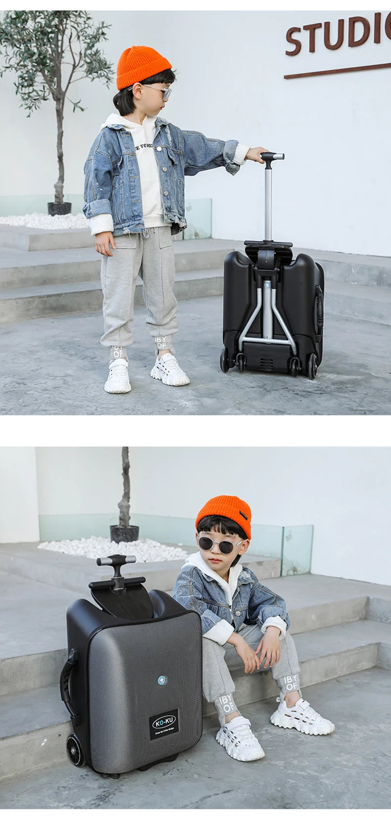 Valise de voyage avec scooter pour enfant