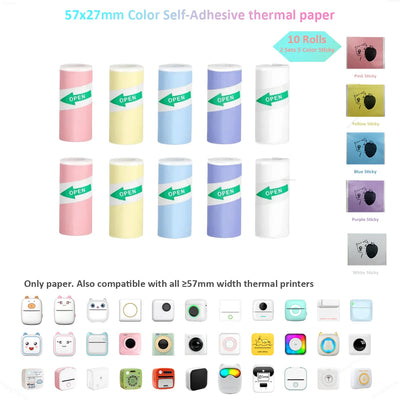 BARESY color mini printer sticker paper Pastel Rolls Pack