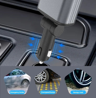 Chargeur voiture rétractable Starlight 4 en 1 – Câble USB Type-C à charge rapide pour iPhone et autres