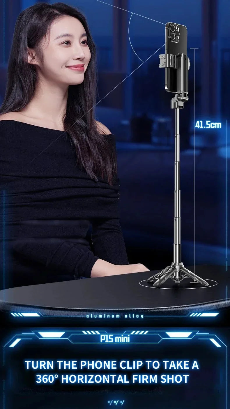 Trépied télescopique multifonction portable, Mini perche à selfie Bluetooth pour tout type de téléphone.