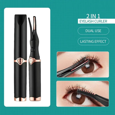 Recourbe-cils électrique chauffant, rechargeable par USB, peigne et pince à recourber rapidement, double usage, maquillage.