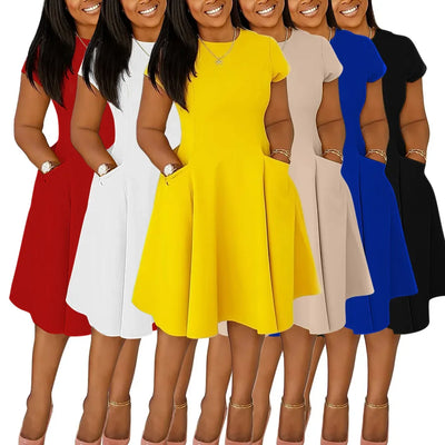 Robes grande taille L-4XL pour femmes, printemps-été, manches courtes, style urbain, décontracté, 3XL, grande taille, robe midi surdimensionnée