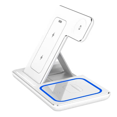 Support de charge sans fil pliable 3 en 1 pour iPhone 16, 15, 14, 13 Pro Max Plus, iWatch, AirPods 3/2, station de charge rapide