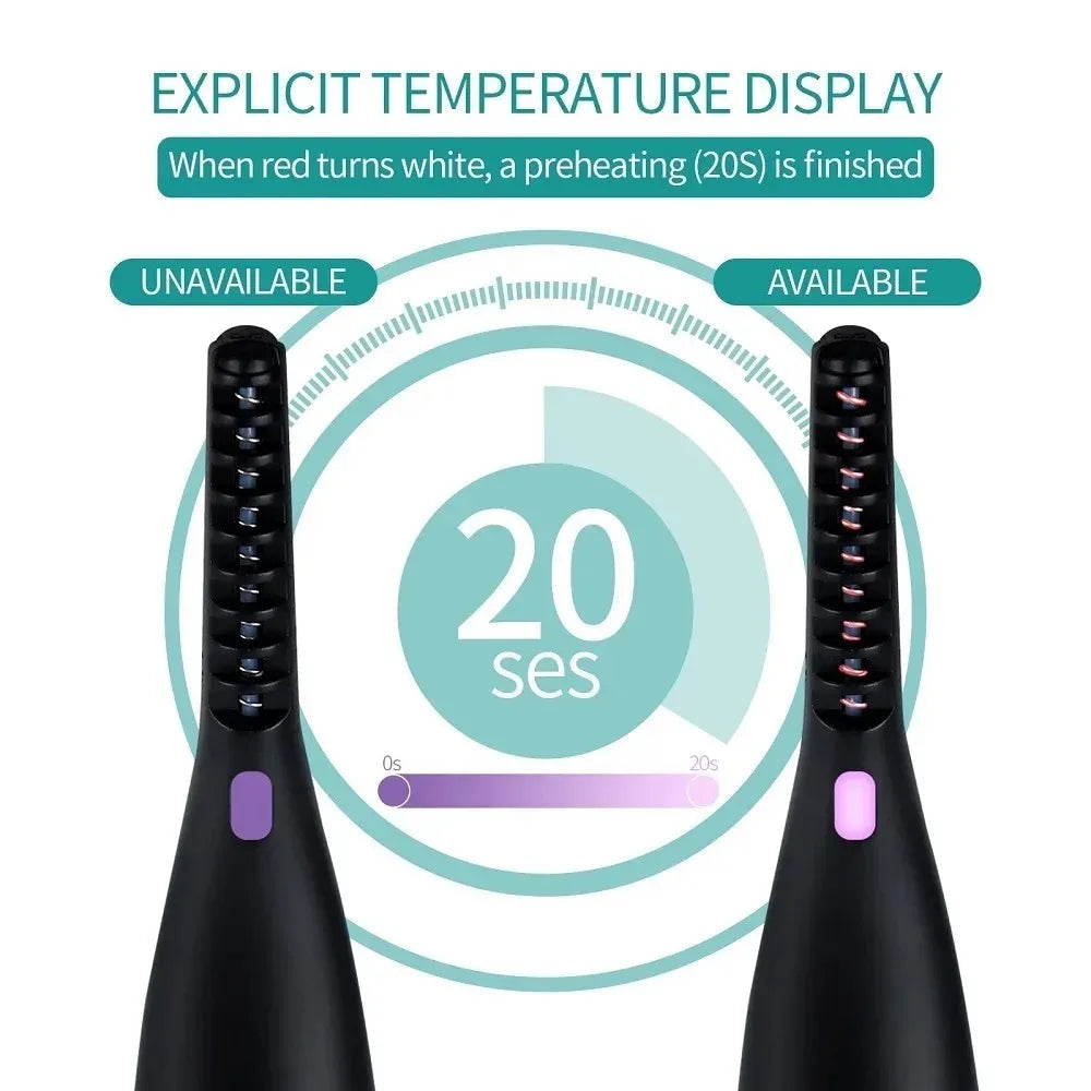 Recourbe-cils électrique chauffant, rechargeable par USB, peigne et pince à recourber rapidement, double usage, maquillage.