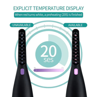 Recourbe-cils électrique chauffant, rechargeable par USB, peigne et pince à recourber rapidement, double usage, maquillage.
