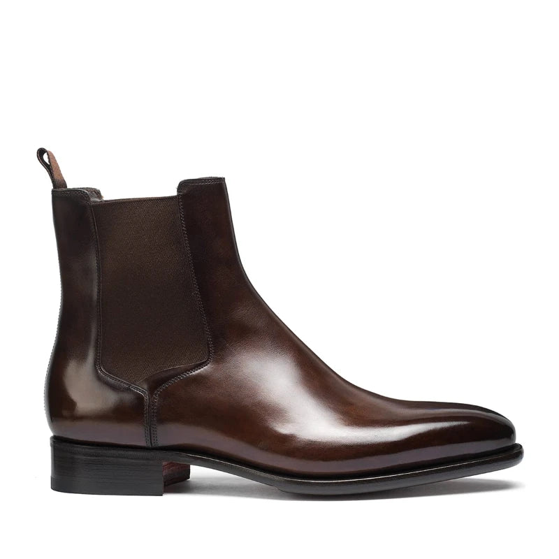 Bottines Chelsea pour homme, marron, style britannique, idéales pour les soirées et affaires.