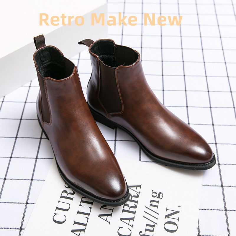 Bottines Chelsea pour homme, marron, style britannique, idéales pour les soirées et affaires.